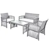 US STOCK GO 4 Pieces Outdoor Furniture Rattan Chair & Table Patio Set Outdoor Sofa for Garden Backyard Porch and Poolside a48 a23 a39