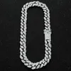 20mm Full Iced Out Heavy Cuban Chains Prong Collares Mens Gold Silver Color Hip Hop Bling CZ Rapper Collar Joyería Pulsera X0509