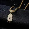 Chains Fashion Crown Dripping Number Pendant Hollow Gold Chain Necklace Crystal Bubble Digit Iced Out Jewelry Trendy Men28114003049