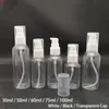 10ml 20ml 30ml 50ml 60ml 100ml Plastic Pump Bottle Emulsion Lotion Body Cream Packaging Empty Cosmetic Containers Free Shippinggood qty