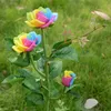 Multicolor Rose Solar LED Dekoration Utomhus Lawn Light Family Garden Fake Flower Night Vattentäta lampor