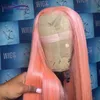 Synthetic Lace Frontal Wigs Straight OrangeRedGreenBluePink color simulation Human Hair Wig 13x4 Machine made Peluca For Black9788232