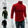 Camisolas masculinas outono inverno mens turtleneck cor sólida pullovers homens vestuário magro fita macho malha camisola puxar homme 294