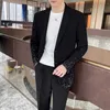Корейский стиль напечатанный костюм мужской свадебный повседневный костюм модный двухсекционный комплект мода бизнес платья (Blazers брюки) Terno Masculino 210527