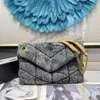 Puffer Denim Flap Çanta Lüks Tasarımcı Kadın Kılıf Çanta Çanta Buzlu Kovboy Omuz Çantaları Crossbody Debriyaj Altın Zincir Cüzdan