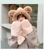 Berets Autumn And Winter Hats Scarves One Piece Women's Cold Protection Warm Earmuffs Bib Gloves Three Set Cartoon Delm22