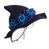 Stingy Brim Hats 어둠의 고딕 스타일 로리타 의상으로 로즈 장식으로 할로윈 모자를 장식 된 마녀 모자 S03 21 Drop