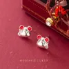 Fashion Animal Ear Studs for Women Pure 925 Sterling Silver Lovely Little Mouse Stud Earrings National Style Fine Jewelry 210707