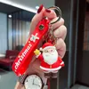 Cartoon Cute Santa Claus Keychain Soft Rubber Doll Car Key Ring Chain Bag Small Pendant Gift G1019