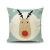 Cartoon Christmas Pillow Case Cute Style Renifer Holly Jolly Snowflake Drzewa Szczęśliwego Nowego Roku Dekoracji Poszewka