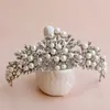 Fashion Pearl Crown Crystal Tiara Flower Hair Tiaras And Crowns For Wedding Accessories Women Ornaments 210707