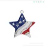 100ピコンの愛国者愛国的な赤い白の青いラインストーンアメリカのアメリカのアメリカの旗星の星の星のネックレスペンダント4日7月のジュエリーD9BSN