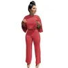 Conjunto de mujer elegante sólido ropa crop top pantalones largos rectos oficina dama chándal a juego s traje de trabajo de dos piezas 210525