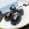Women Sandals Cloudbust Real Leather Slippers hook and loop fastener Increase high Monolith Platform Sandal Thunder Thick Bottom Heels Rubber Flip Flop Shoes