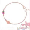 Link, Kette Mymelody Strawberry Bright Crystal Armband Roségold Designer Charms für Frauen Boho Schmuck