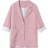 Mishow Vrouwen Lange Mouwen Effen Kleur Turn-Down Collar Coat Koreaanse Dames Cardigan Jacket Pak Blazer Top MX19B6115 211019