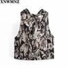 Bluzka damska Wiązany Czarny Print Crop Top Kobiece Vintage Wide Paski Elastyczne Hem Bez Rękawów Kobiety Lato Bluzki 210520