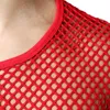 Yellow Mesh See Through Tshirt Men Sexy Short Sleeve Fishnet Transparent Tee Shirt Homme Hip Hop Streetwear Tops Tees 210716