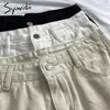 Syiwidii Ripped Jean Shorts pour femmes taille haute vêtements coton blanc noir beige découpé gland trou mode été denim 210722