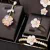 ￖrh￤ngen halsband Blachette Sweet Romantic Flowers Armband Earring Ring 4st Cubic Zirconia Bridal Wedding Noble Trendy Jewelry Sets