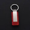 Leather Car Keychains Stainless Steel Car Keychain Luggage Decoration Key Chain DIY Keyring Pendant 5 Colors