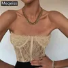 Cryptographic Straplmesh Lace Sheer Crop Tops for Women Sexy Backlsleeped Feminino Tops Underwear X0507