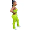 Tute da donna da jogging senza maniche, set di leggings impilati in 2 pezzi con top corto