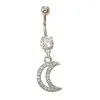 Zirconic Body Piercing Smycken Dangle Moon Belly Button Ring Navel Barer med pärla för kvinnor