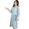 Robes De Maternité 6606 Automne Mode Coréenne Blouses Robe Avec Cravates Taille À Manches Longues Vêtements Pour Femmes Enceintes Coton Lin Grossesse