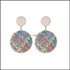 Boucles d'oreilles bijoux européen rétro bouton rond boucle d'oreille Style ethnique tissé cercle oreille goutte femmes filles alliage bohème pendante livraison 20