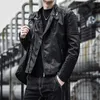 Autumn Fashion Biker Mens Leather Clothing Slim Turn Down Collar Leren Motor Jas Heren 211018