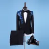 Floral Diamond Men Suits for Wedding Mens Suits 3 Piece Blazer+Pant+Bow Tie Fashion Slim Men Suit Set Stage Costume Homme Flower 210524