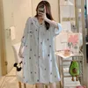 Zomer Dames Gestreepte Nachthemd Katoen Slaap Shirt Nachtkleding Gedrukt Nachtjurk Plus Size Nachtkleding Losse Lingerie Robe 210924