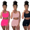 Wholesale Womens Vest Tracksuits Tenues d'été Deux pièces Ensemble Femme Vêtements Shorts occasionnels Sans personnage Sport SportSwear Sport Vendre KLW6811