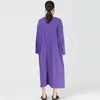 [EAM] Women Purple Big Size Printed Long Dress Round Neck Long Sleeve Loose Fit Fashion Spring Autumn 1DD5919 210512