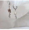 Sterling Silver Tassel Crystal Star Round Bead Stud örhängen för kvinnor Girl Elegant bröllopsmycken Förhindra allergi EH604