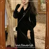 Fur Neck Elegant Vintage Dress Women Long Sleeve French Office Lady Midi Dress Female Spring Fashionone Piece Dress Korean 210521