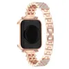 Metalowa bransoletka Diamentowa Damska Pasek dla Apple Watch Series 6 5 4 Zespołów Luksusowe Trzy rzędowe Diamenty Opaski Iwatch 44mm 42mm 40mm 38mm Watchband