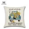 Nordic Spring Theme Pudowcase Home Textil Cotton Floral Pillow Cover Wedding Decorative Bicycle Cushion Cover Square 45x45CM CUDHION/DECO