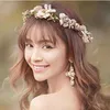 造花花輪花嫁女性フラワークラウンヘアバンド結婚式花カチューシャガーランドリボンガールヘアアクセサリー 26 # Q0812