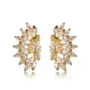 Stud DAZZ Exquisite Flower Earrings For Women Girls Gold Color Crystal Colares Bijuterias Brincos Pequenos Boucle D'oreille