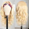 Headband Wig Blonde Synthetic Wigs for Women Glueless Body Wave Machine Made Wig Color 613 Headband Long Curly Wigfactory direct