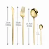 Dinnerware Sets Tableware Gold Stainless Steel Cutlery Set 1810 Travel Silverware Dinner Knife Fork Spoon Flatware Dishwasher Saf6600458