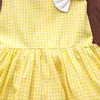 Tjejs klänningar Toddler Sommarkläder Ankomst Liten Flickor Kläder Mode Bomull Elegant Pastoral Stil Plaid Sun Orange Dress