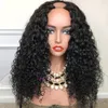 Kinky Culry 250% Плотность Университет Человеческие волосы парики 2x4 U Открытие перуанских волос Remy. Безлигание Ushape Wig для женщин с полной машиной парик
