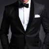 黒の結婚式のタキシードのための新郎2ピーススリムフィット男性スーツセットショールラペルカスタムプロムビジネスボーイフレンドジャケット2020 x0909