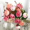 Decorative Flowers & Wreaths 21 Heads Artificial Silk Small Rose Bunch Wedding Home Outdoor Decor Table Decoration Office