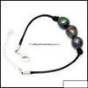 Charms Jewelry Hallazgos Componentes JoyeríaFashion Oval Oval Set de cordón de cuero de cuero de perla de agua dulce (collar y pulsera) Entrega de gotas 2021 Zhzef