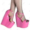 Rontic New Fashion Women Summer Platform Sandały Patent Kliny High Heel Otwarte Otwarte Pretty Fuchsia Red Party Shoes US Rozmiar 5-13