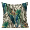Almofada/travesseiro decorativo Decorativo travesseiros capa verde tropical tropical bambu árvores de flores de almofada para casa para sala de estar deco